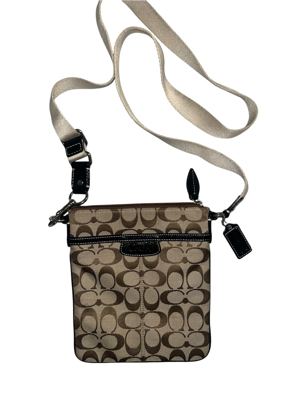 Coach Khaki/Brown Signature Crossbody Messenger Bag
